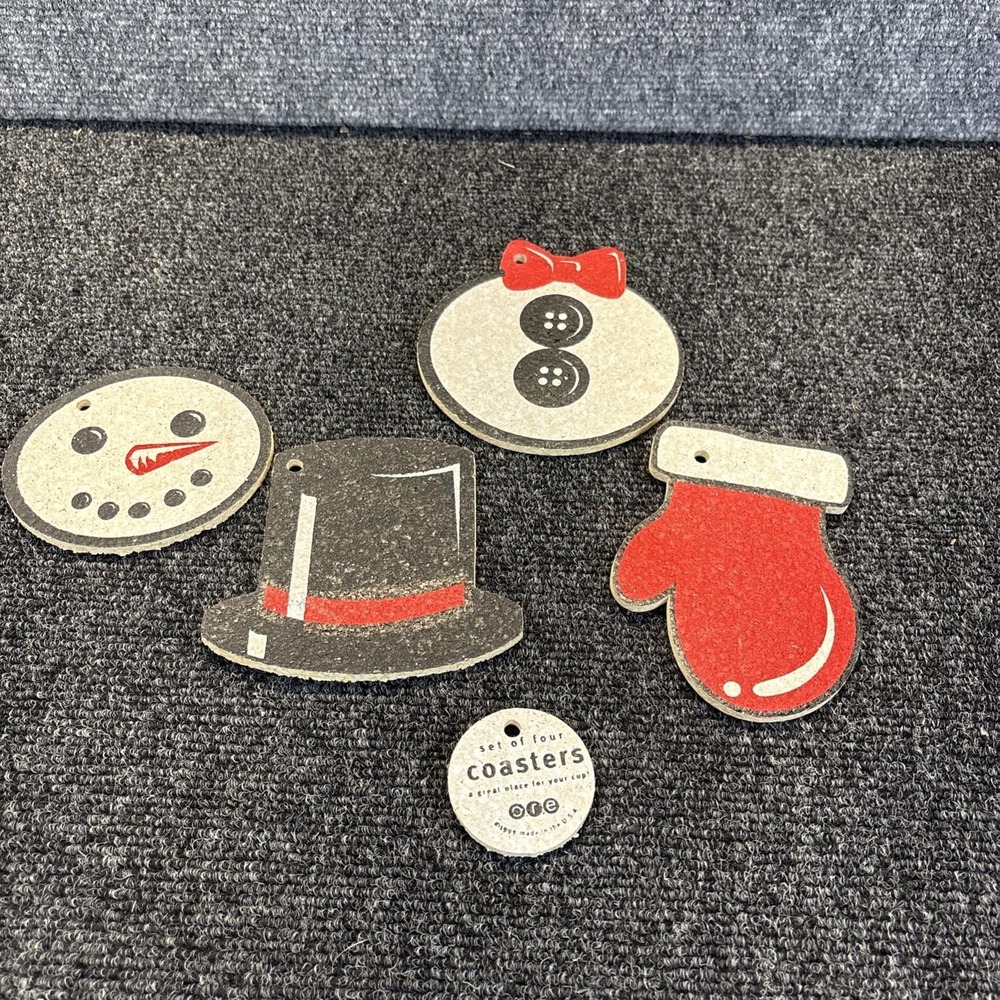 Ore~Set of 4 Coasters~Snowmen Parts~1999~NEW